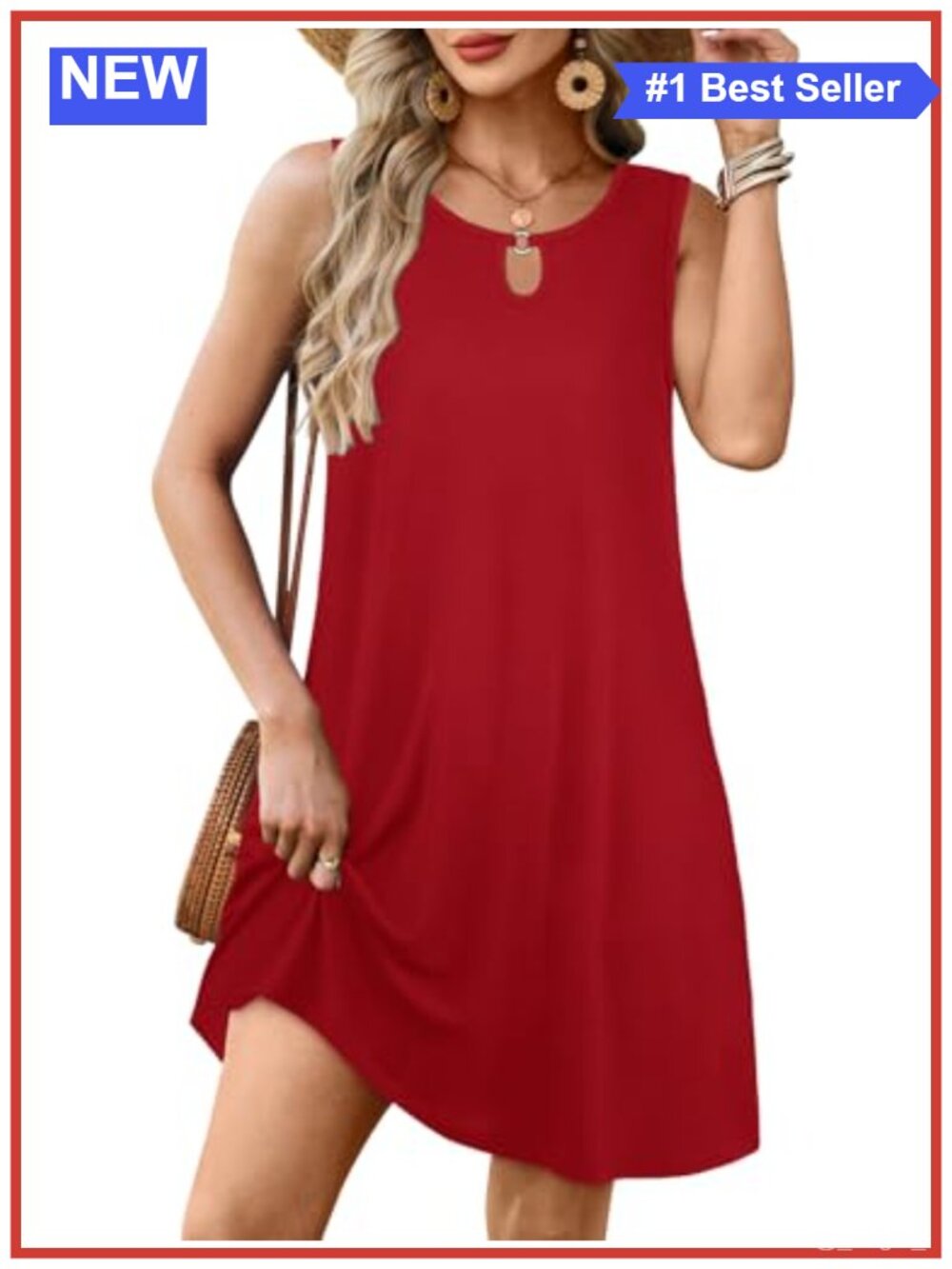 Sleeveless Sundress with Pockets Casual Loose Fit Tshirt Dress